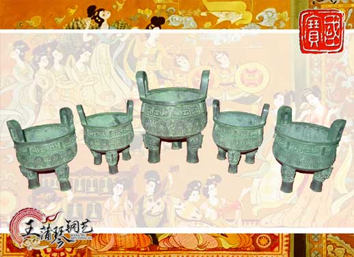 銅鼎，銅五鼎，中國鼎，佛像用鼎